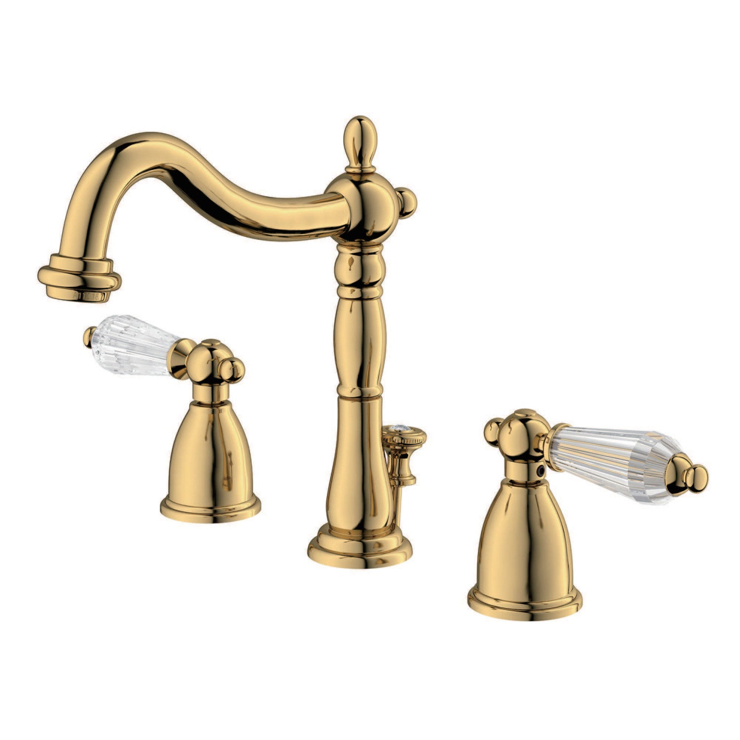 Kingston Heirloom KB1972WLL - Wilshire Two-Handle 3-Hole Deck Mount Widespread Bathroom Faucet with Brass Pop-Up, Polished Brass — image 1